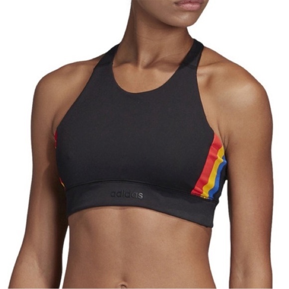 Adidas x Farm Rio Black Stripe Multi Sports Bra Crop Top - Picture 4 of 15